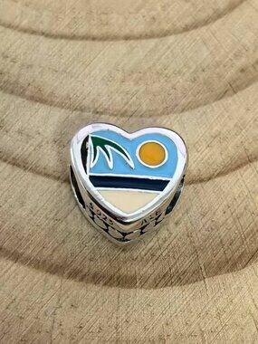 Pandora PUNTA CANA Exclusive Travel Heart Charm Pendant, S925 Silver Jewelry